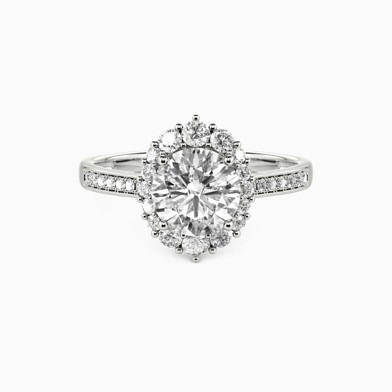 "For You My Love" Round Cut Cluster Halo Engagement Ring