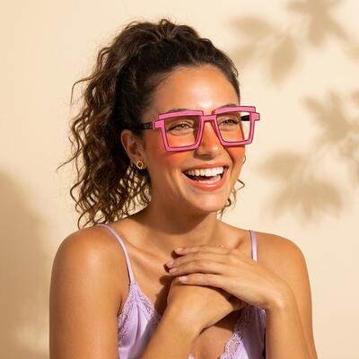 Flossie Pink Square Glasses