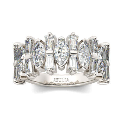 Jeulia Fancy Marquise Cut Sterling Silver Women's Band