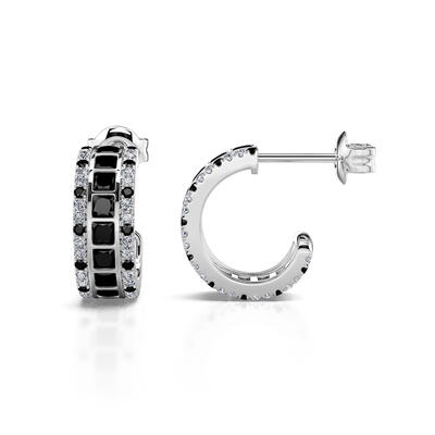 Jeulia Pendientes de aro de plata de ley con corte de princesa