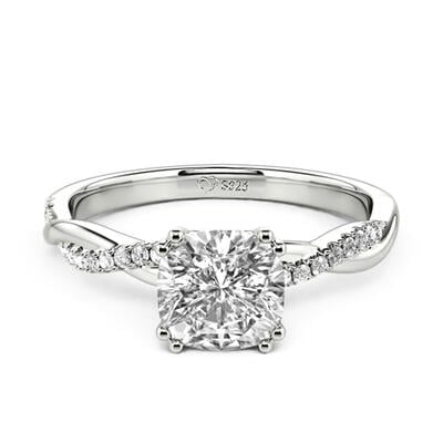 Jeulia Twist Cushion Cut Sterling Silver Engagement Ring