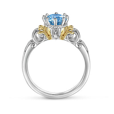 Jeulia Princess Pumpkin Carriage Ring Round Cut Sterling Silver