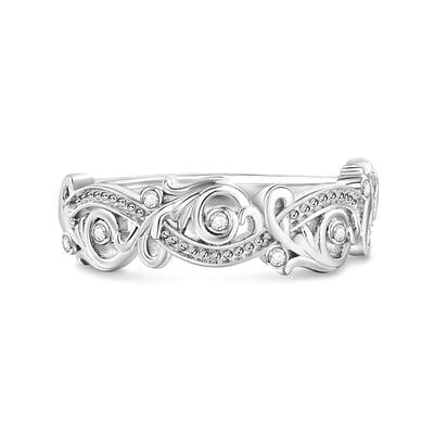 Jeulia Anillo de Boda de Infinito de Estilo Art Deco para Mujeres en Plata Esterlina