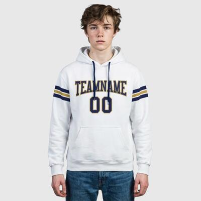 Custom Stitched White Football Pullover Sweatshirt Hoodie Cozy Ideal for Sports Custom Team Logo & Number