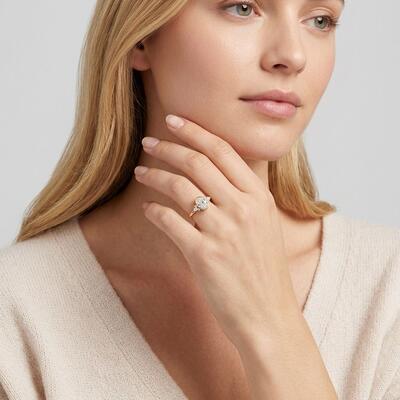 "The First Chapter" Oval Cut Cluster Side Stone Engagement Ring