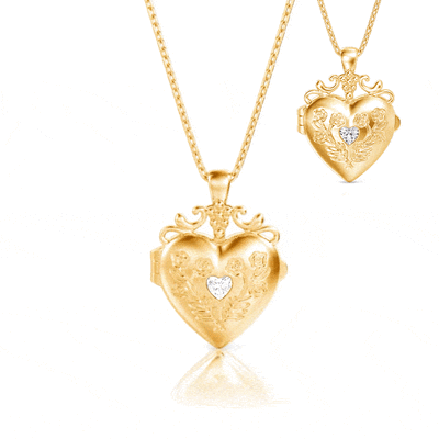 Jeulia Custom Vintage Heart Photo Locket Necklace