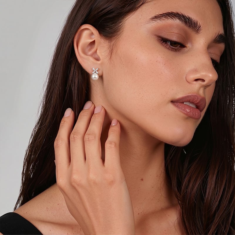 "Love's Bloom" 9.5-10mm Freshwater Pearl Cluster Stud Earrings