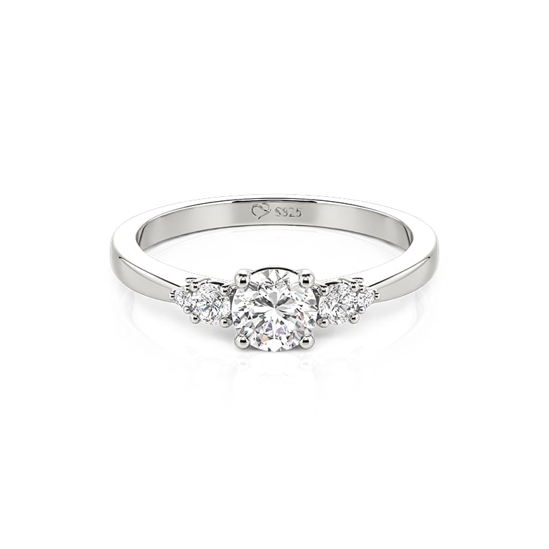 Jeulia Minimalist Round Cut Engagement Ring Sterling Silver