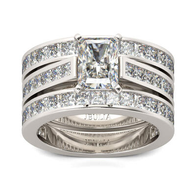 Jeulia 3PC Radiant Cut Sterling Silver Ring Set