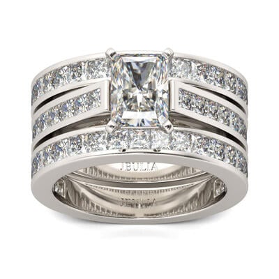 Jeulia 3PC Radiant Cut Sterling Silver Ring Set
