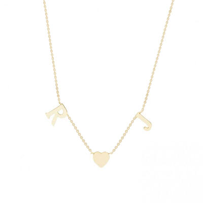 Jeulia "Alma gemela" Collar de Plata de Ley con Inicial Personalizado de Corazón