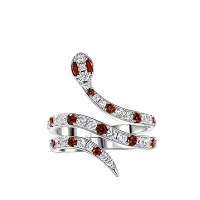 Jeulia Snake Shape Sterling Silver Cocktail Ring