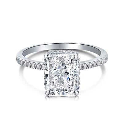 Jeulia Classic Radiant Cut Sterling Silver Ring