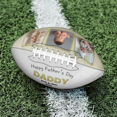 "Happy Father's Day" Customizable Football with Name and Photos for Dad