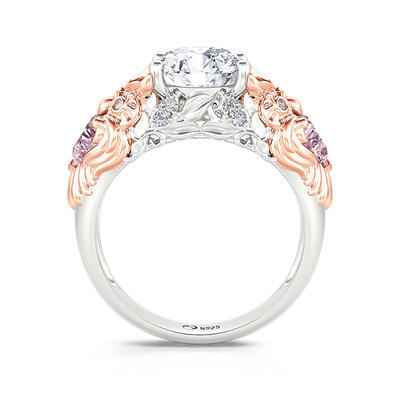 Jeulia Anillo Búho Corazón Rosa Arte de Deco Plata Esterlina