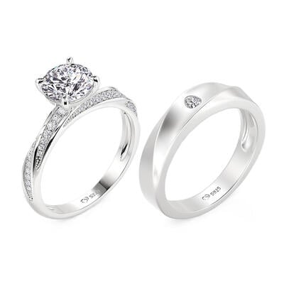 Jeulia Classic Eternity Knot Couple Rings
