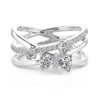 Jeulia Fashion Bow Twist Interlocking Ring