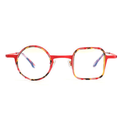 Augu Red Square Round Glasses