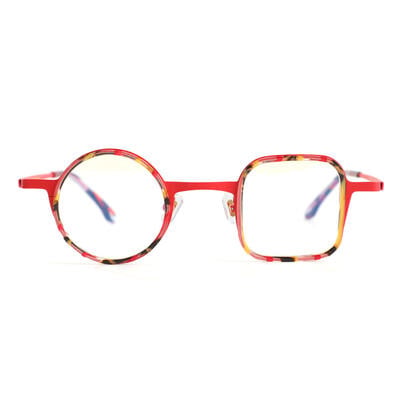 Augu Red Square Round Glasses