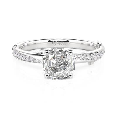 Jeulia Twist Petal Rose Cut Pavé Engagement Ring