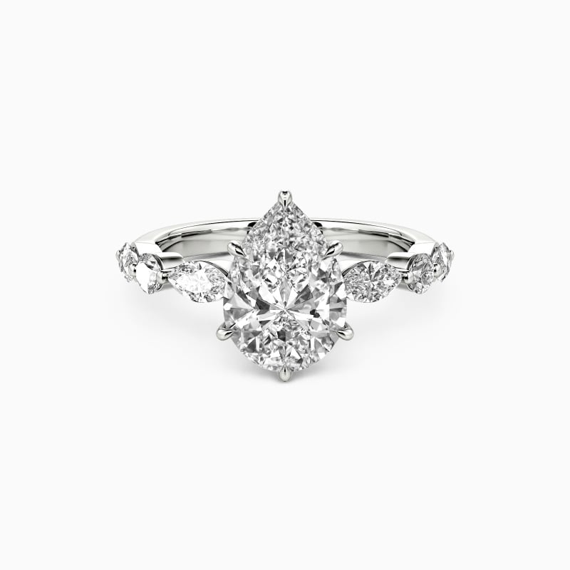 "Holy Promise" 1ct Pear Cut Side Stone Engagement Ring