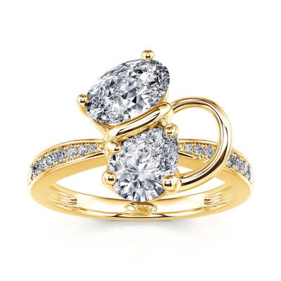 Jeulia Anillo de plata con forma de gato y corte de pera