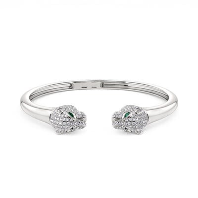 Jeulia "Wild Beauty" Two Leopard Sterling Silver Bangle