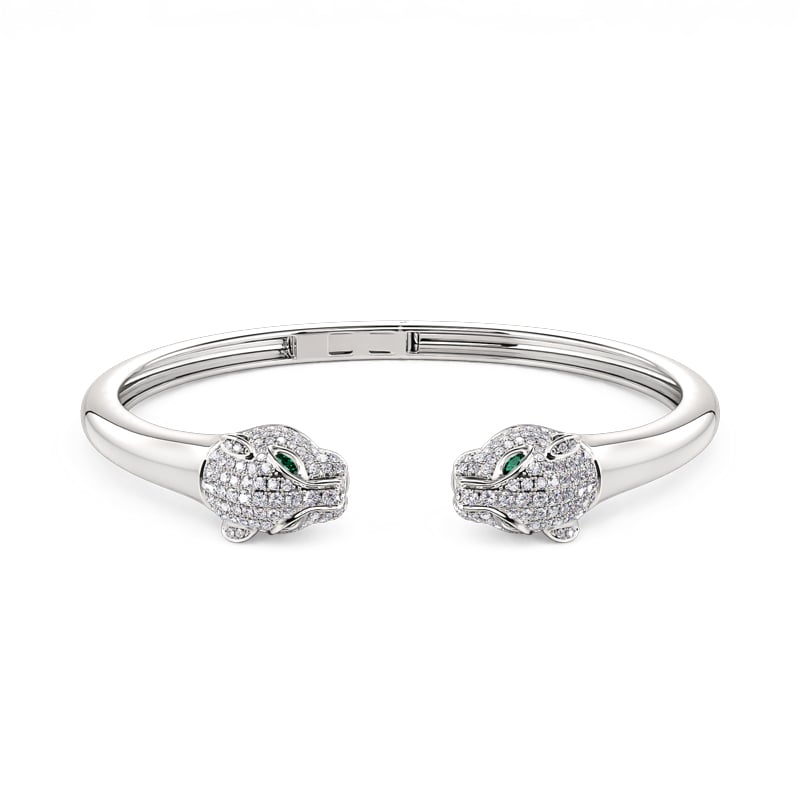 Jeulia "Wild Beauty" Two Leopard Sterling Silver Bangle