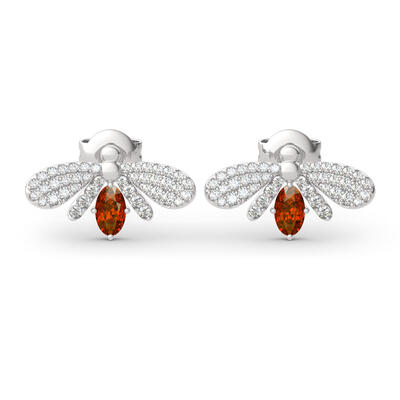 Jeulia "Natural Wonder" Firefly Design Oval Cut Sterling Silver Stud Earrings