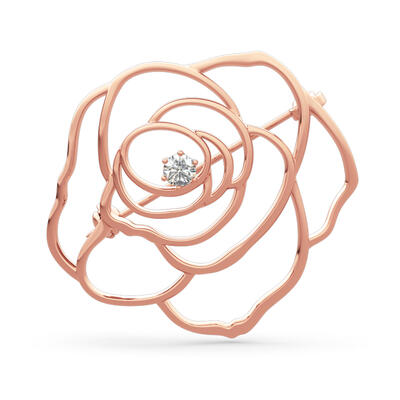 Jeulia Large Rose Flower Shape Sterling Silver Brooch