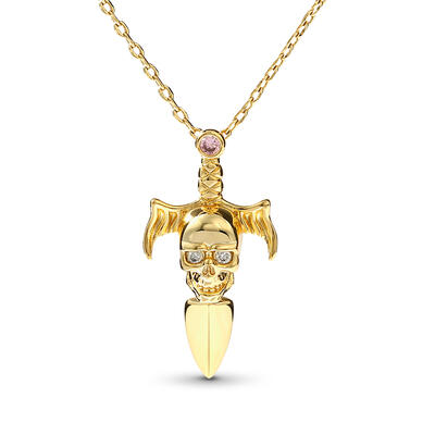 Jeulia "Skull & Dagger" Sterling Silver Necklace