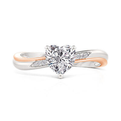 Jeulia Two Tone Wave Heart Cut Engagement Ring Sterling Silver