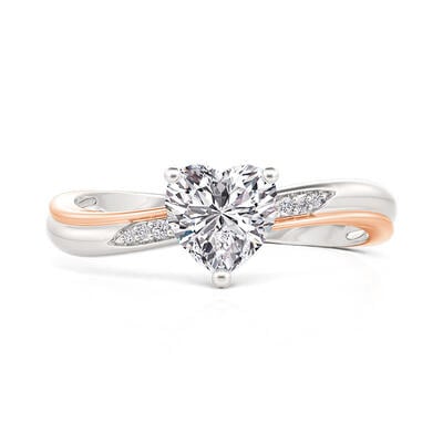 Jeulia Two Tone Wave Heart Cut Engagement Ring Sterling Silver