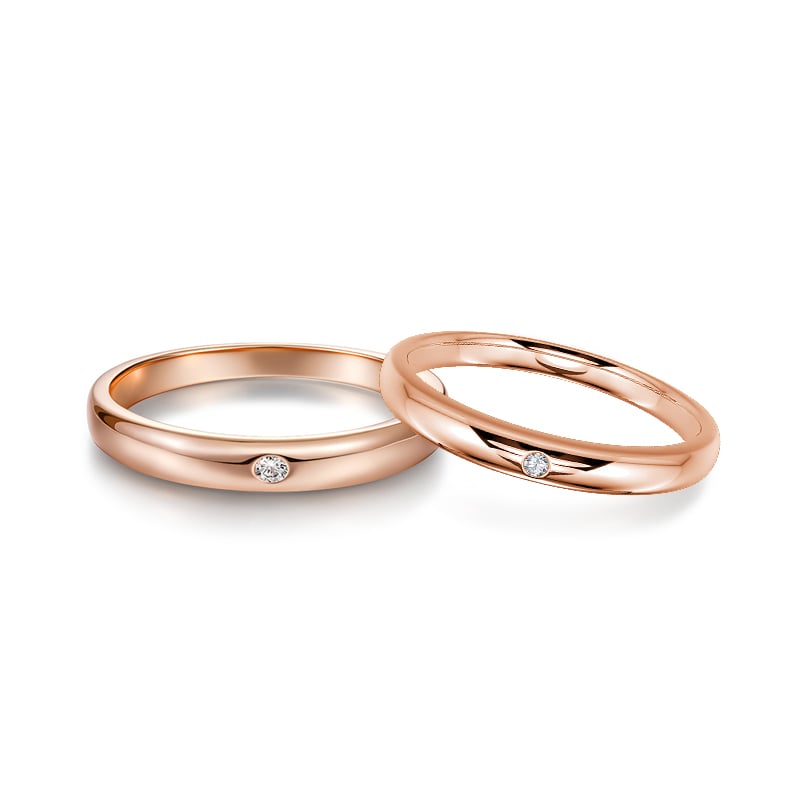 Jeulia Minimalist Round Cut Couple Ring Set Sterling Silver