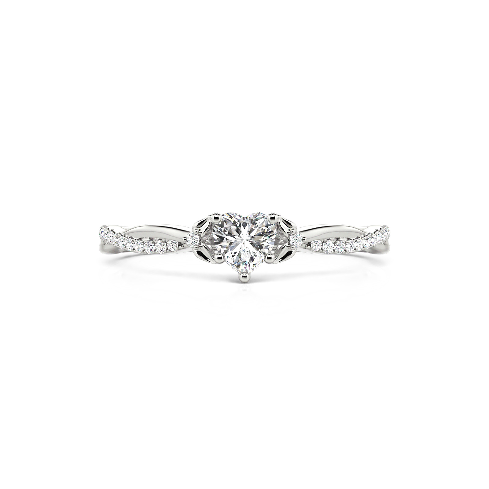 Jeulia Elegant Twisted Pave Heart Engagement Ring