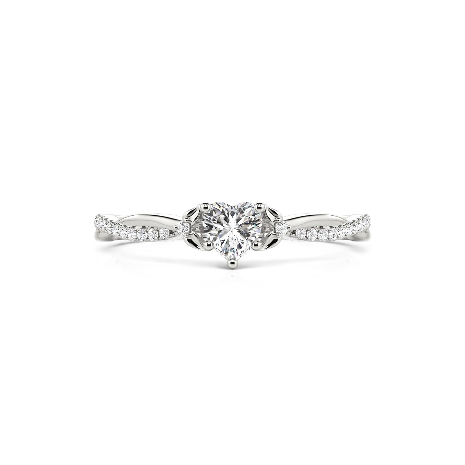 Jeulia Elegant Twisted Pave Heart Engagement Ring