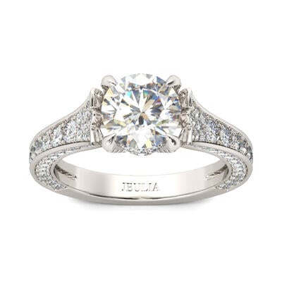 Jeulia Classic Round Cut Sterling Silver Ring