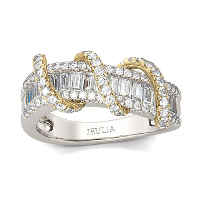 Jeulia Two Tone Intertwined Sterling Silver Women's Band