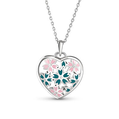 Jeulia "Smell the Spring" Enamel Sterling Silver Necklace