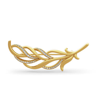 Jeulia Leaf Design Sterling Silver Brooch