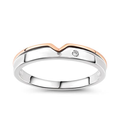 Jeulia Two Tone Heart Sterling Silver Man's Band