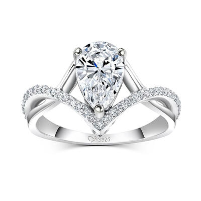 Jeulia ツイスト ペアーカット シルバー リング