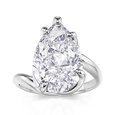 Jeulia Anillo de Compromiso Solitario con Torsión Simple y Corte de Pera