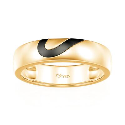 Jeulia Heart Inspired Yellow Gold Men's Wedding Band