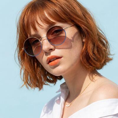Benson Blue Round Sunglasses