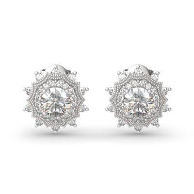 Jeulia "Winter Love" Snowflake Round Cut Sterling Silver Earrings