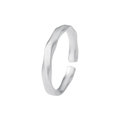 Jeulia Twist Texture Matte Sterling Silver Adjustable Men's Band