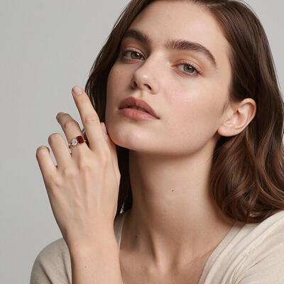 "Tender Embrace" Radiant Cut Side Stone Engagement Ring