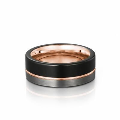 Jeulia Anillo de Boda Clásico Tricolor de Tungsteno para Hombres