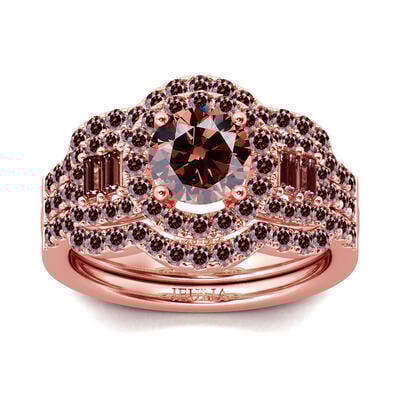 Jeulia Halo Round Cut Sterling Silver Ring Set